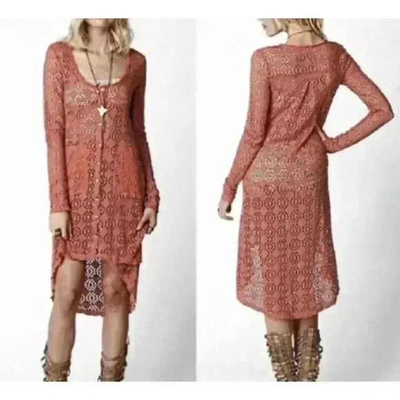 Free People Beach Eyelet Dress Cover-Up Swim Button Up Sweater Cardigan XS. 317 - Picture 1 of 4